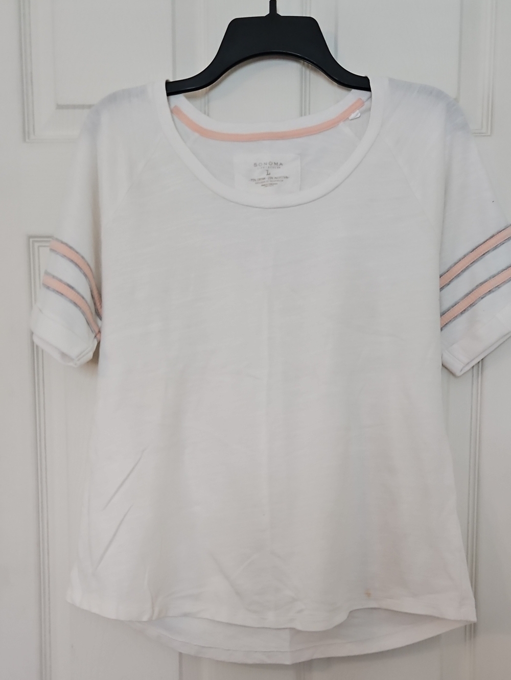 Sonoma White Tee with Peach Trim